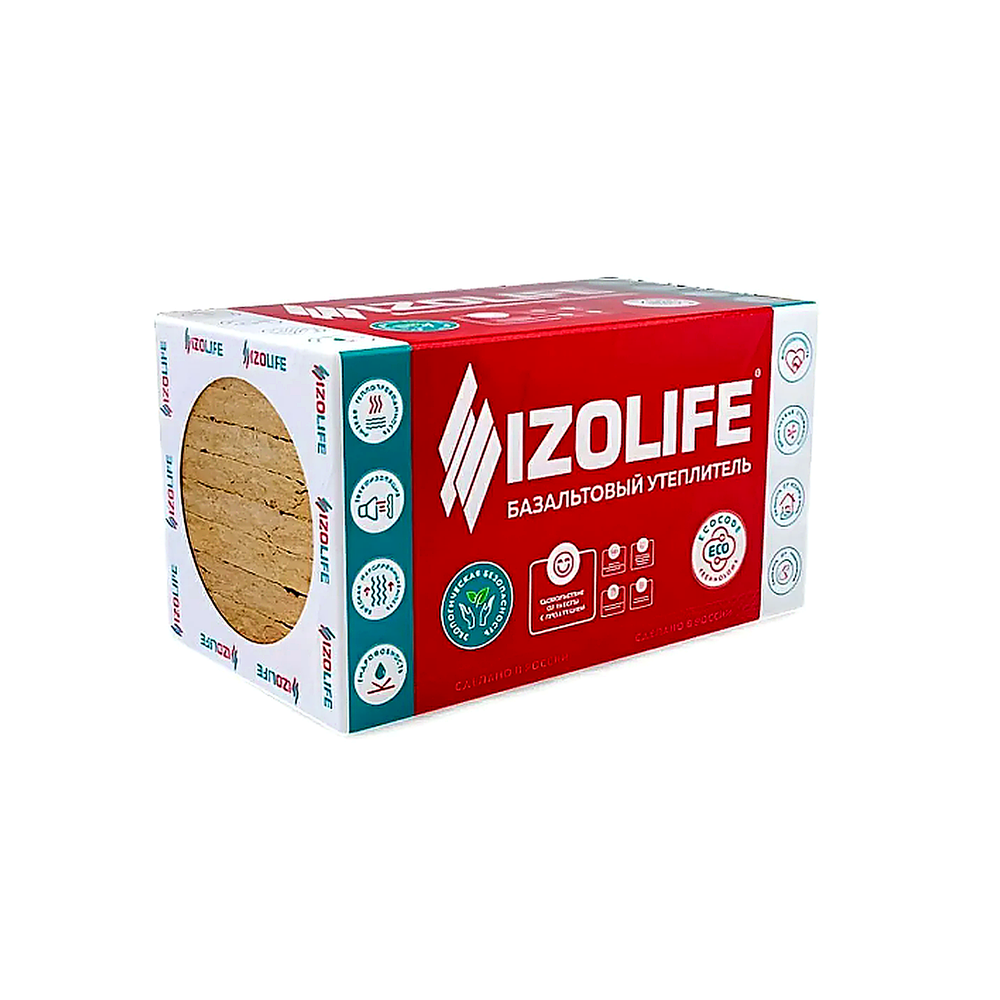 Утеплитель IZOLIFE Л 35 ОПТИМА (30 кг/м3) 1200*600*100мм (уп.2,88м2/0,288м3) (24 упак/поддон)