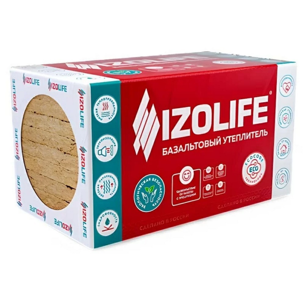 Утеплитель IZOLIFE Л 35 (35 кг/м3) 1200*600*50мм (уп.5,76м2/0,288м3) (24 упак/поддон)
